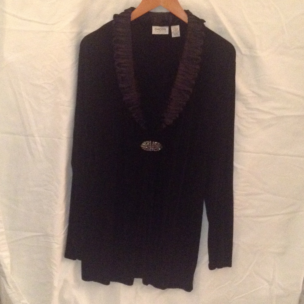Black opera jacket, Chicos traveler collection