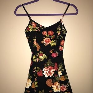 Floral tight fit top, bottom flare dress