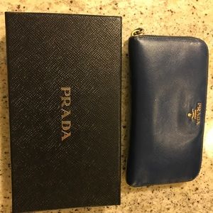 Prada Saffiano Blue Wallet