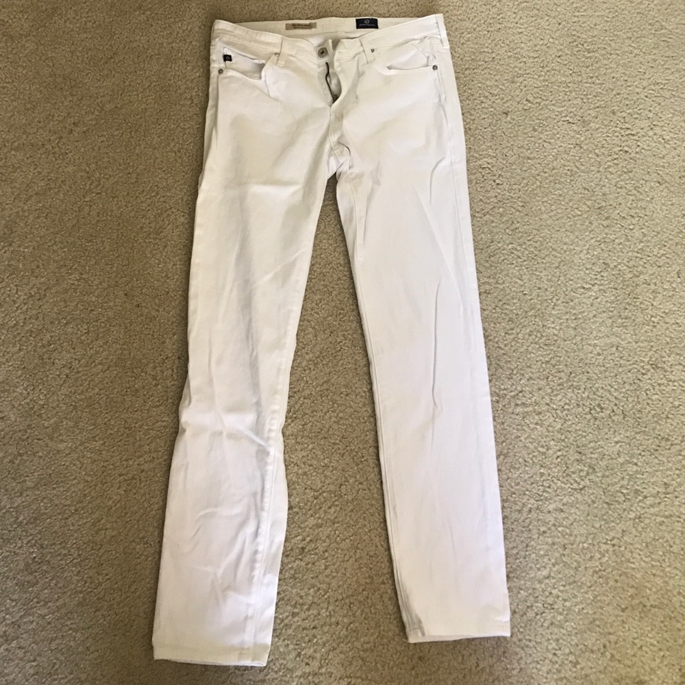 AG White Stevie Ankle Sateen Pants 28