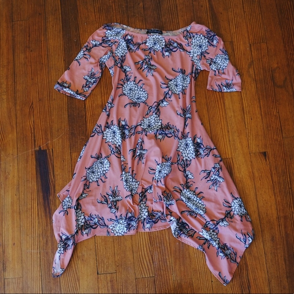 Off the shoulder peach floral dress