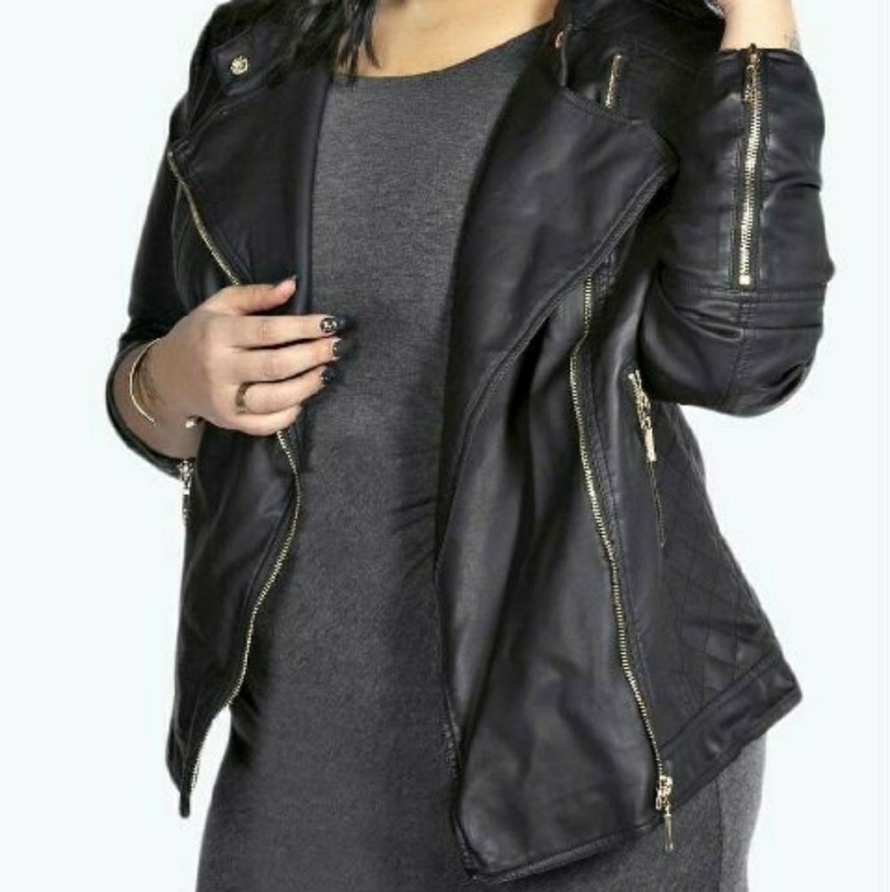 Boohoo quilted leather jacket