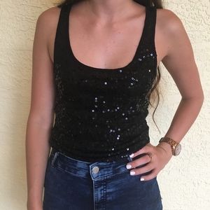 Black sequins tank top