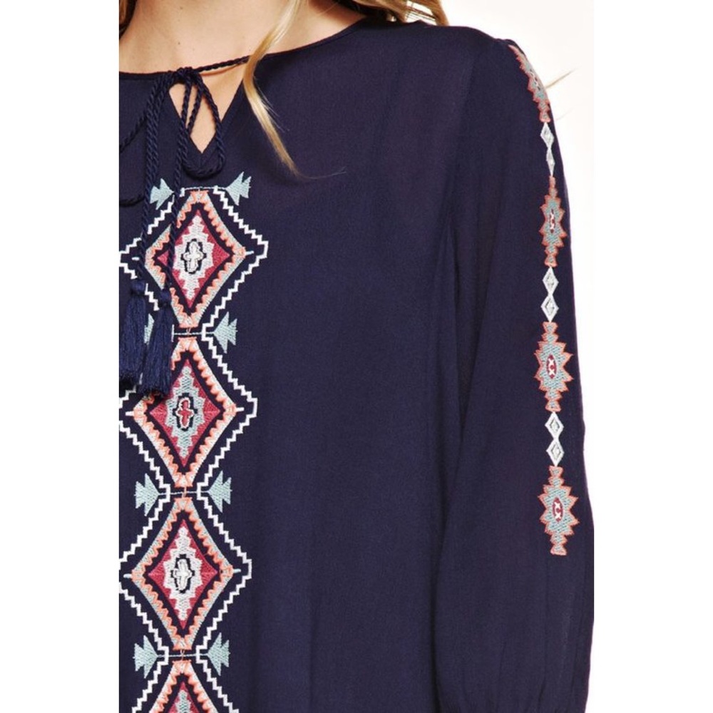 🆕 Navy Boho Embroidered Slip Dress - Picture 6 of 7