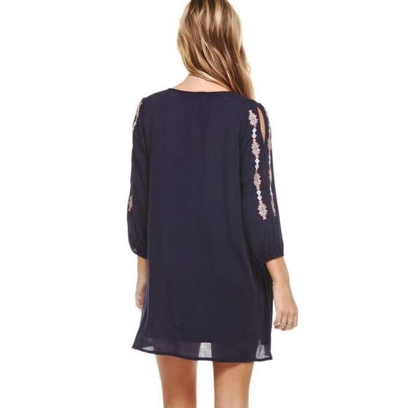 🆕 Navy Boho Embroidered Slip Dress - Picture 5 of 7