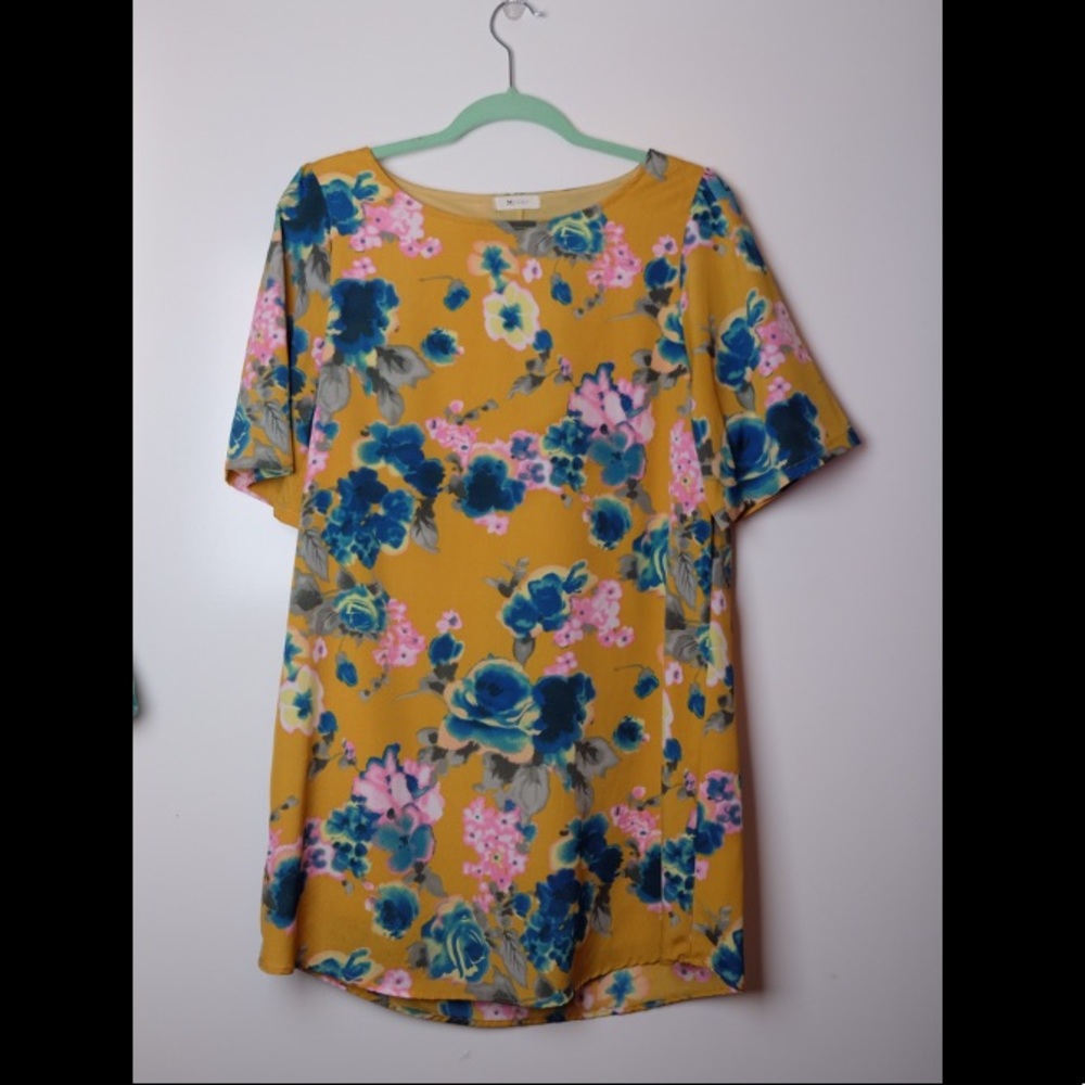 Gold floral dress