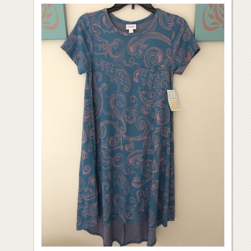 New Lularoe Carley XXS teal with coral pattern