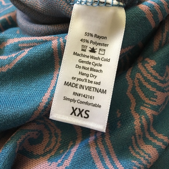 New Lularoe Carley XXS teal with coral pattern - Picture 3 of 4