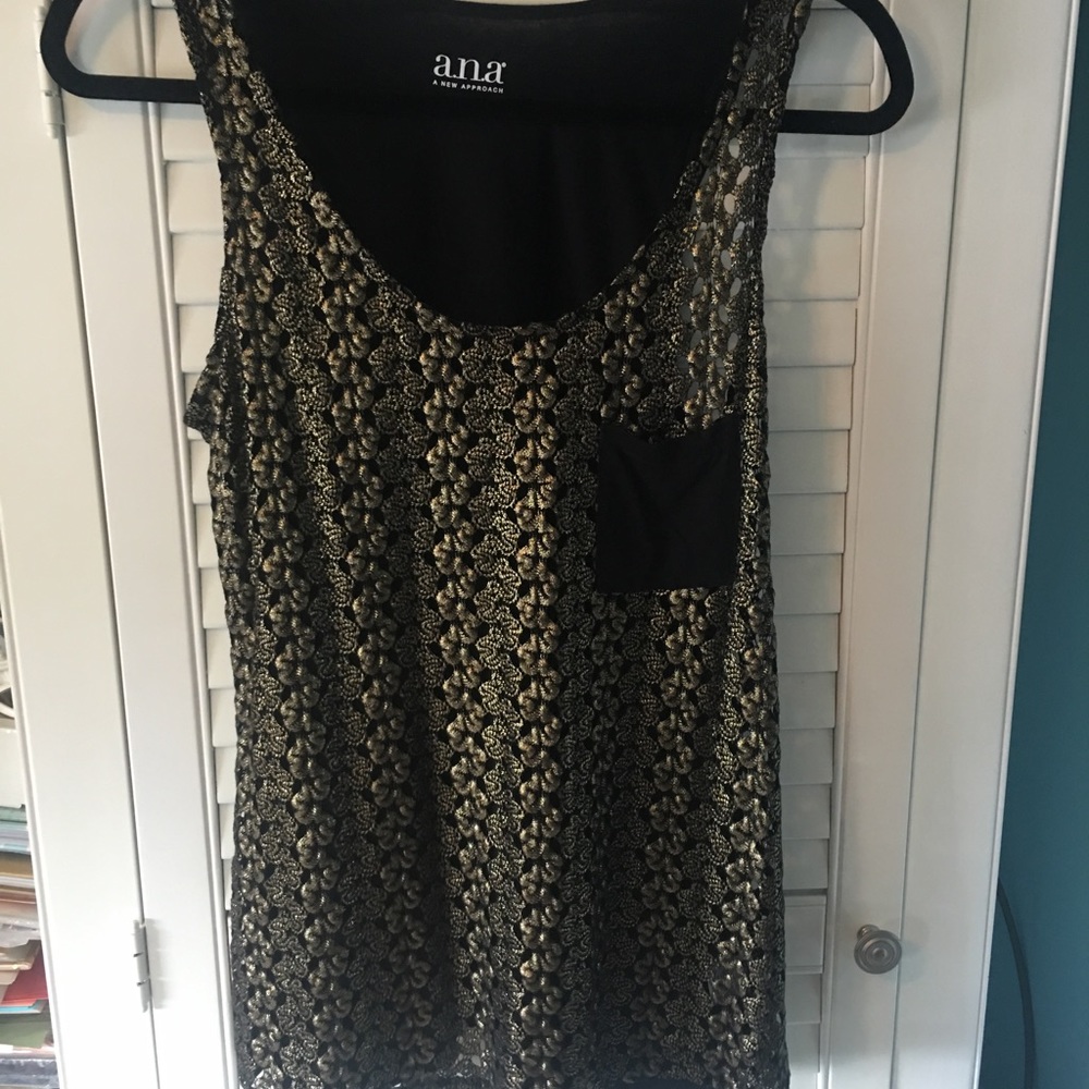 Gold-detailed black tank top! *Never worn before*
