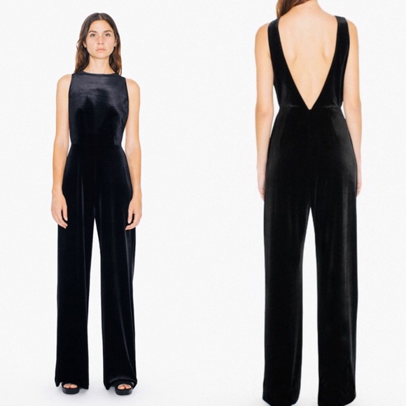 American Apparel Pants - 🆕 American Apparel Stretch Velvet Skater Jumpsuit