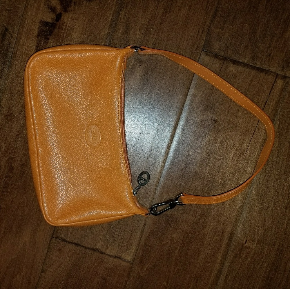 Longchamp authentic small orange leather purse
