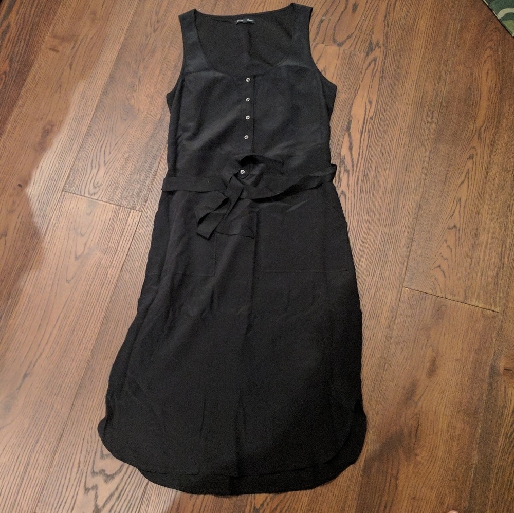 Madewell black silk midi tank dress