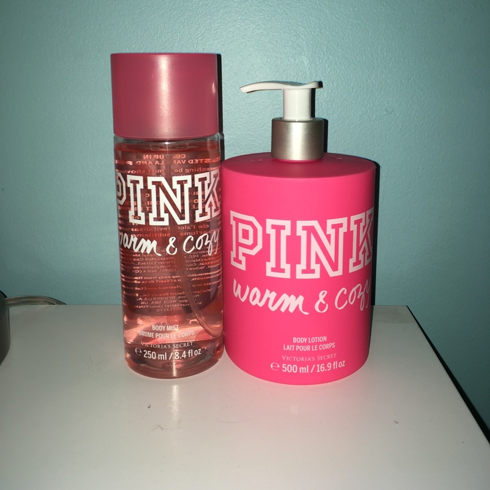 Full size PINK warm and cozy lotion and body mist