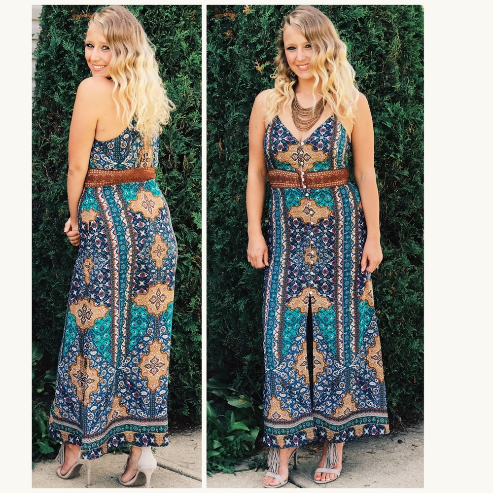 Vintage Print Maxi Slip Dress - Picture 2 of 4