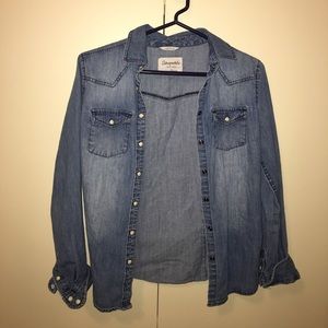 Blue Button Up Jean Shirt/Light Jacket