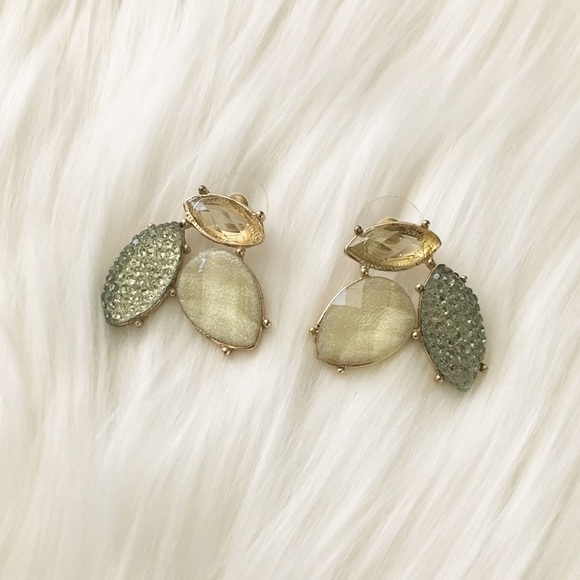 Cream/Gold/Blue Earrings - Picture 2 of 4