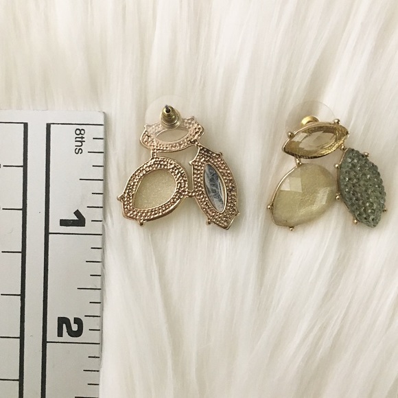 Cream/Gold/Blue Earrings - Picture 4 of 4