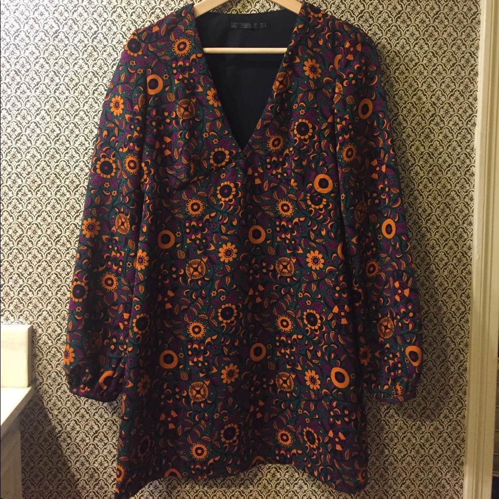 ZARA Boho Floral Printed Mini Dress