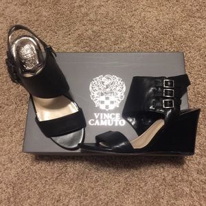 Vince Camuto black wedge sandals