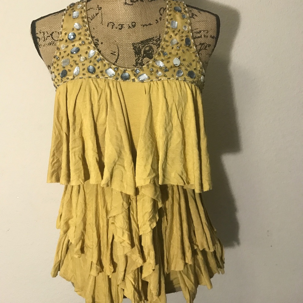 Yellow rhinestone tank