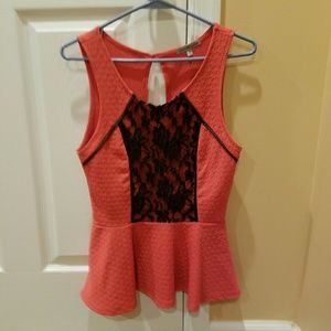 Charlotte russe peplum black lace top