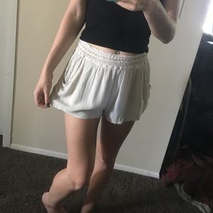 Cream Flowy Shorts