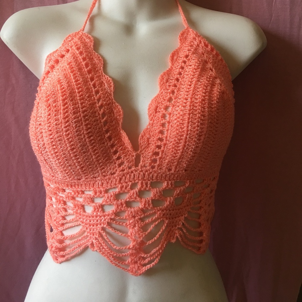 Coral crochet top
