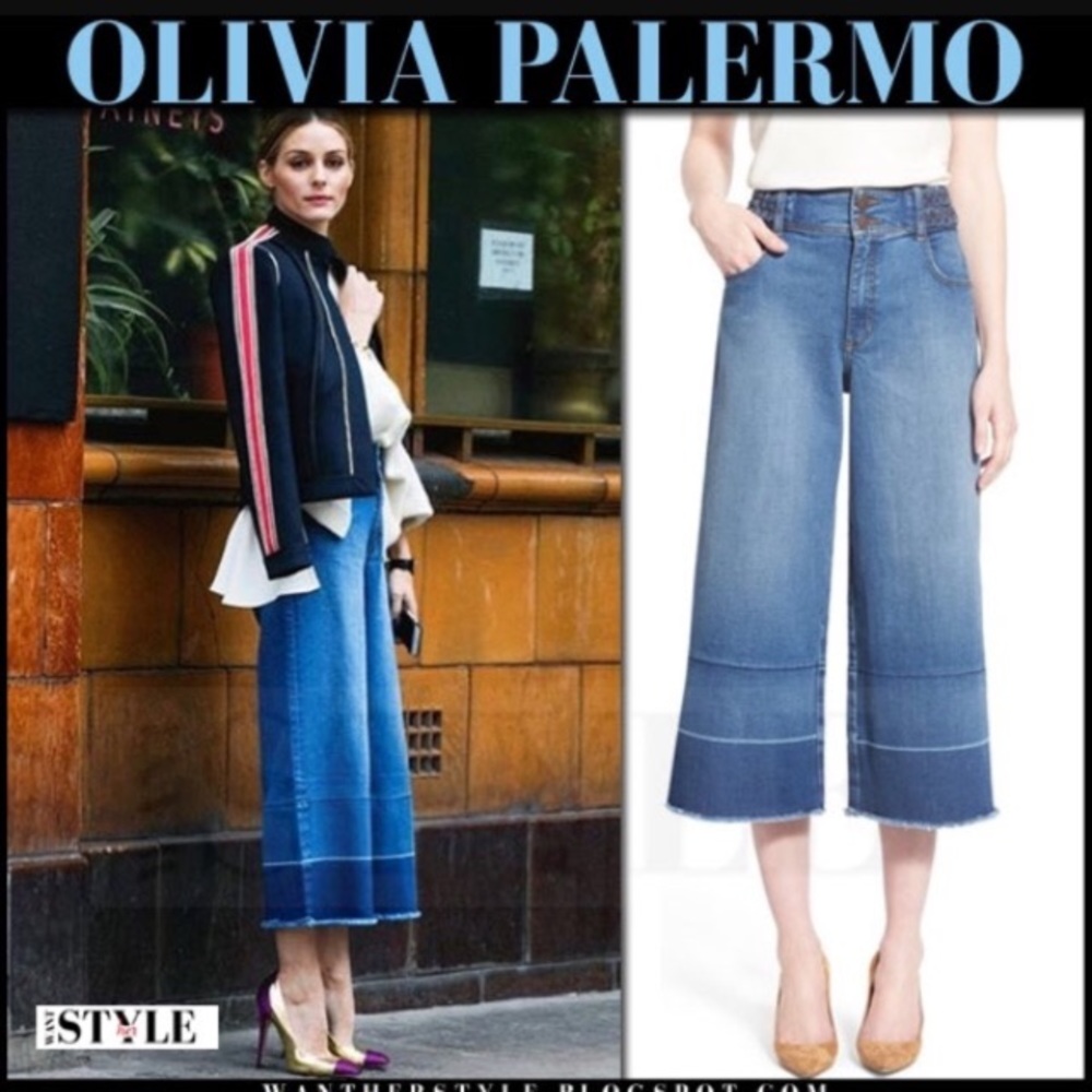 Wide leg, high waist, Capri jeans