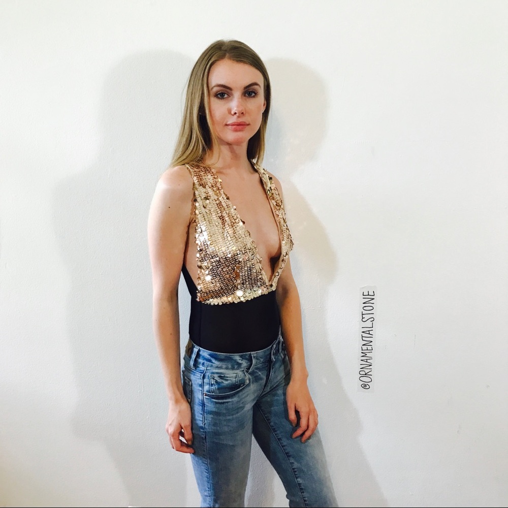 DO & BE SEQUIN PALLET BODYSUIT MESH #A34 - Picture 2 of 8