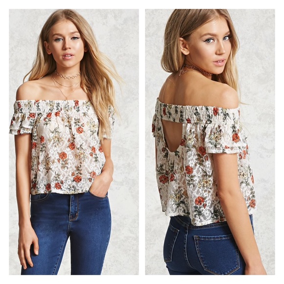 forever 21 floral off the shoulder top