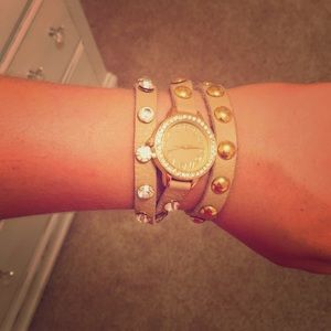 Wrap watch bracelet (needs battery) and 2 necklace