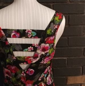Strappy back black floral summer sleeveless dress