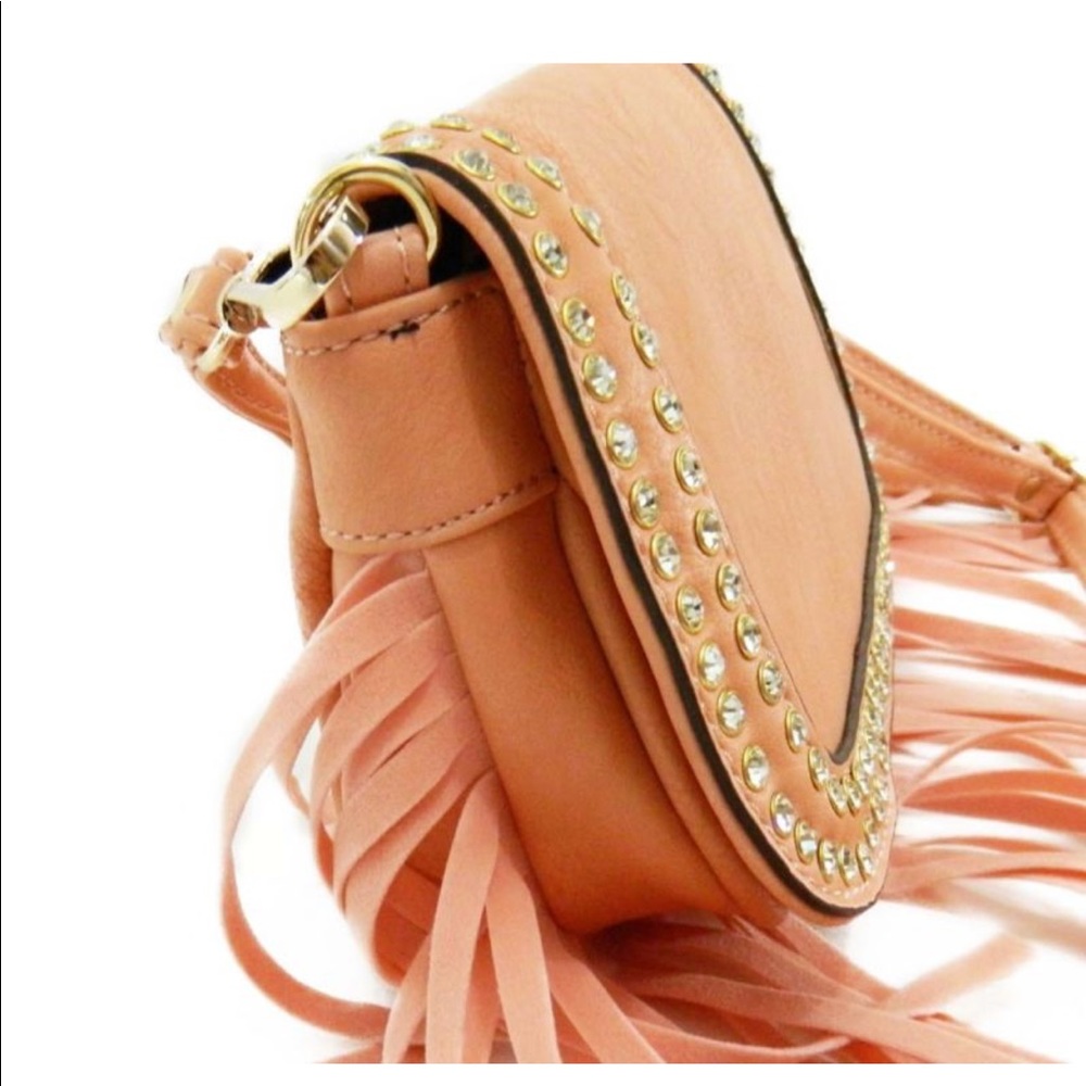 Brand New. Mini Pink Messenger Bag with Fringe - Picture 2 of 5