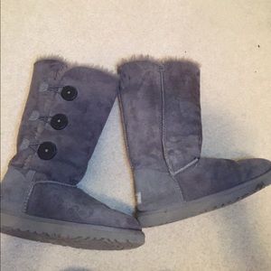 Grey button up UGG boots