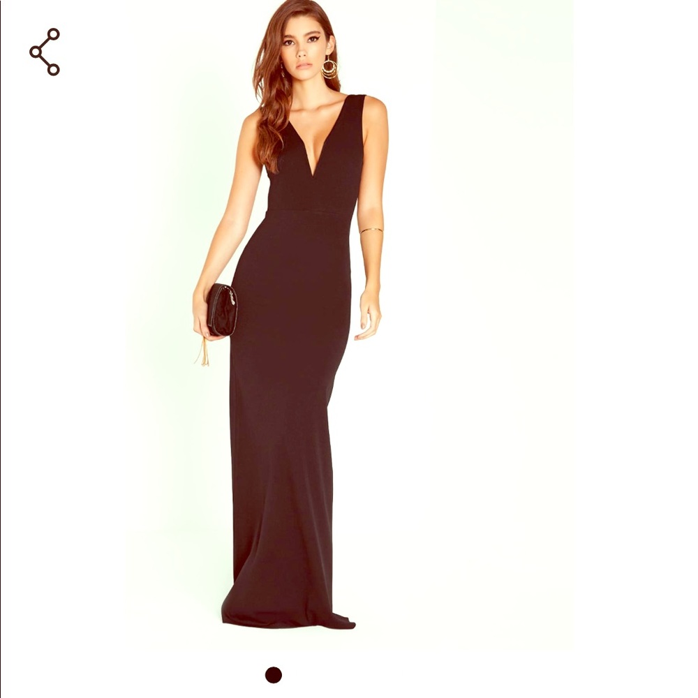 Missguided Black Plunged Dress