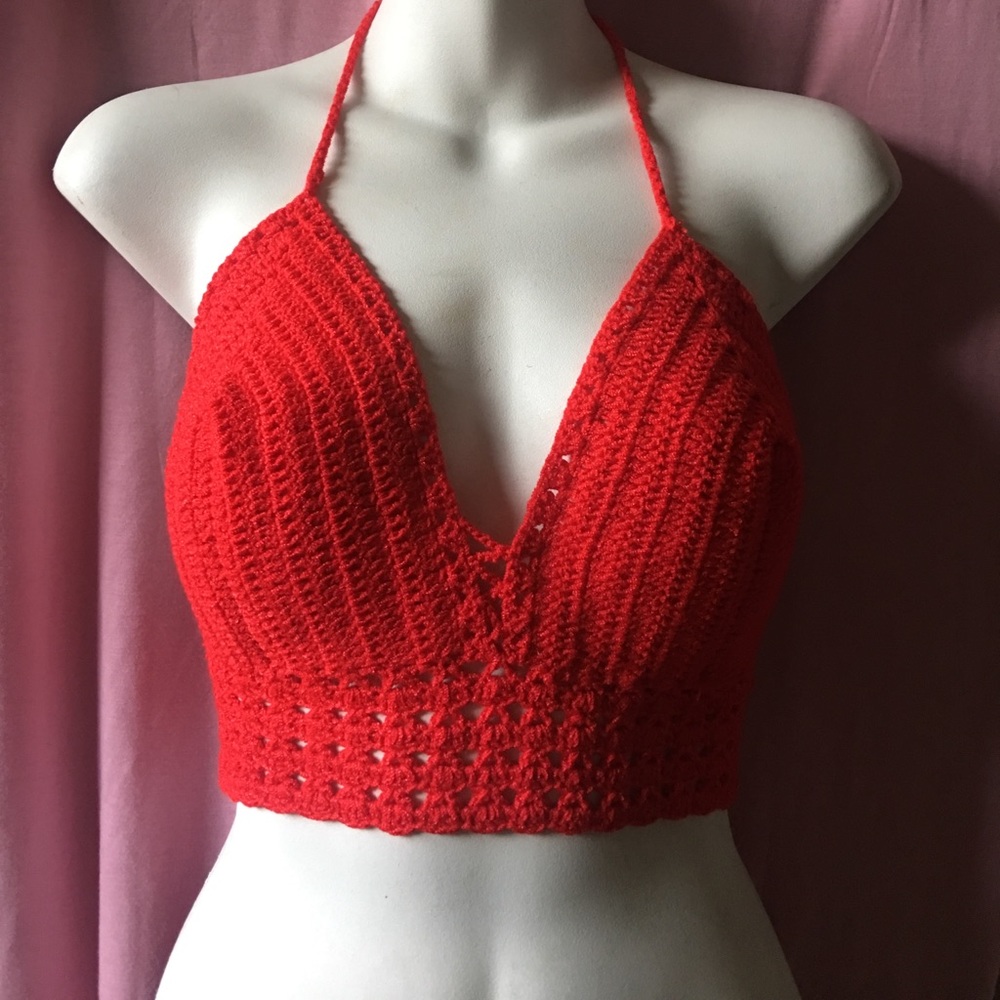 Red crochet top