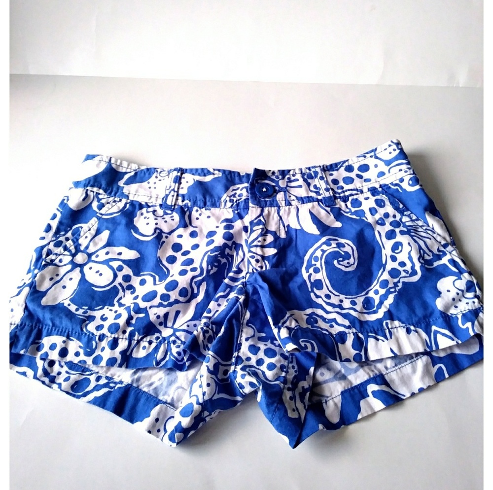 Lilly Pulitzer Walsh Shorts Blue White Sea  00