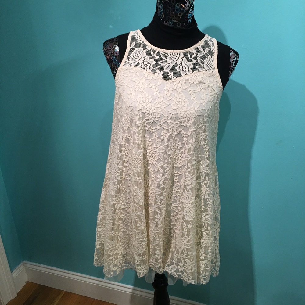 Cream lace mini a-line dress