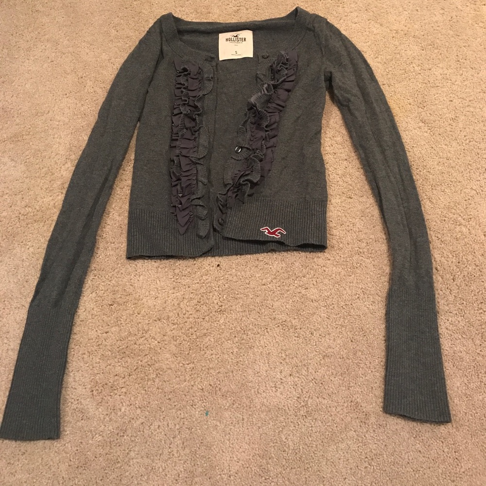 Grey ruffle cardigan