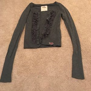 Grey ruffle cardigan