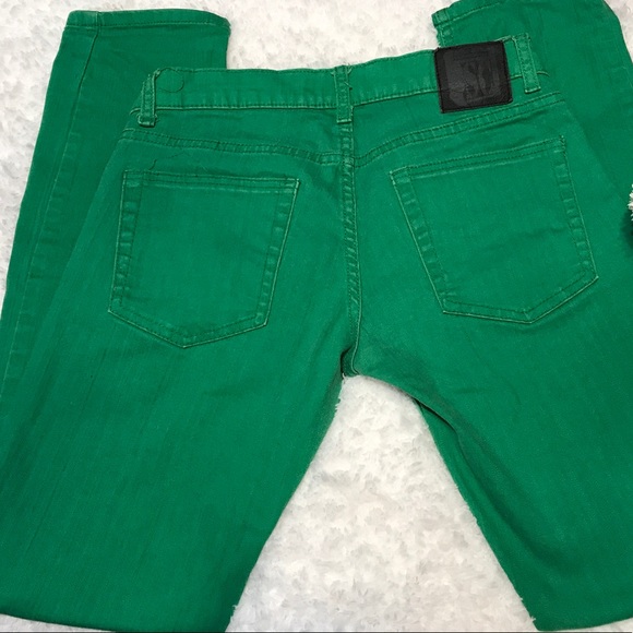 Social Collision Green Button Fly Jeans Sz W30/L32 - Picture 2 of 8