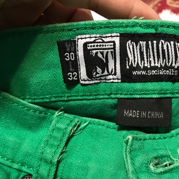 Social Collision Green Button Fly Jeans Sz W30/L32 - Picture 4 of 8