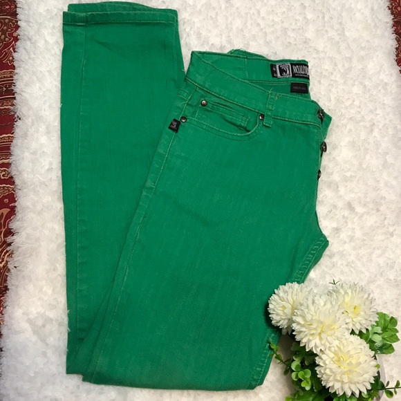 Social Collision Green Button Fly Jeans Sz W30/L32 - Picture 3 of 8