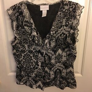 Silk flutter-sleeve top