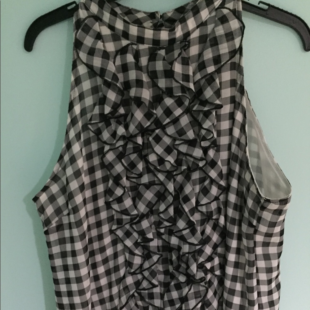 Sheer plaid sleeveless blouse