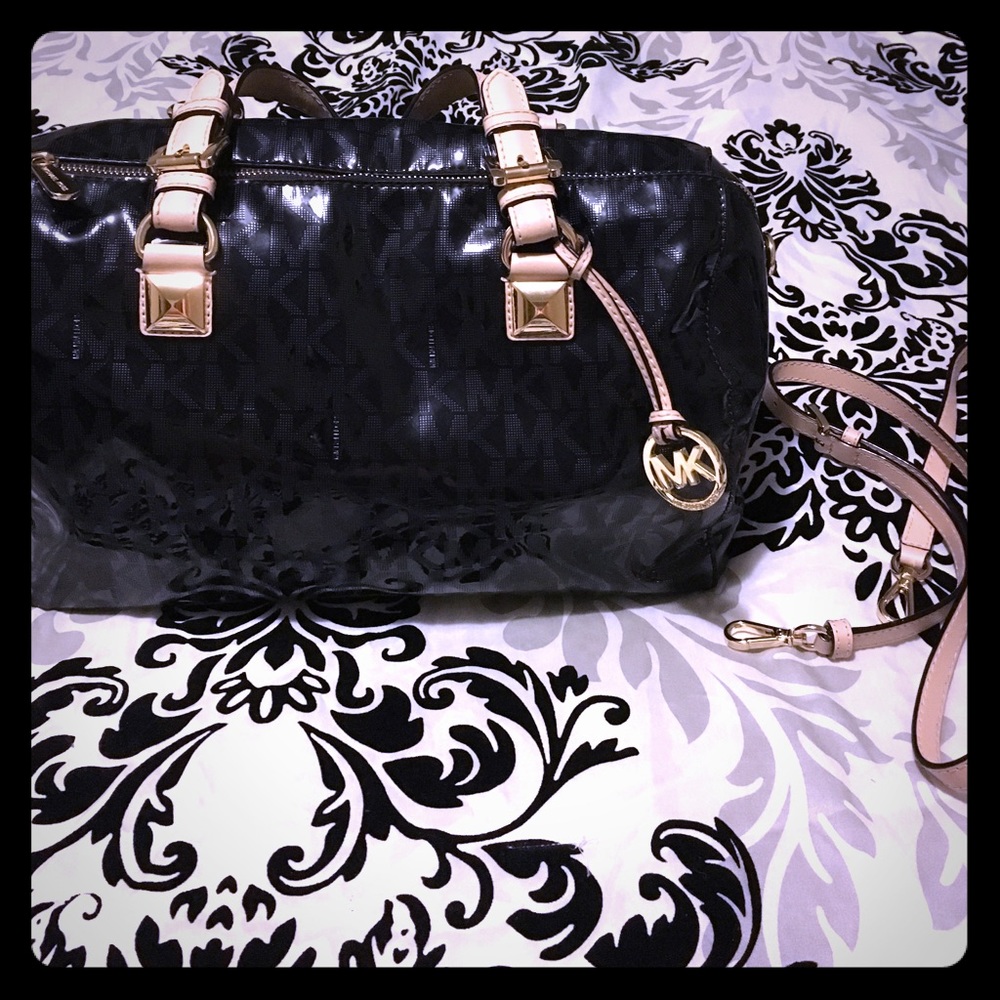 Grayson black metallic Michael Kors satchel bag