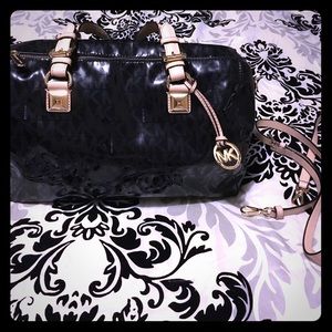 Grayson black metallic Michael Kors satchel bag
