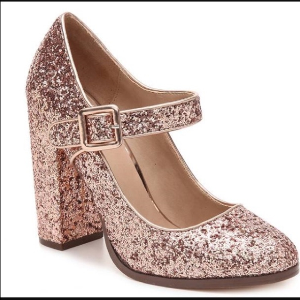 Pink glitter chunky heels