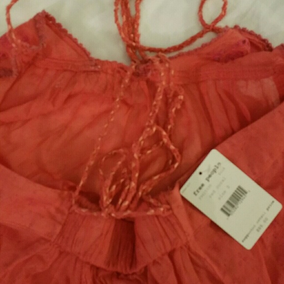 Free People red coral boho top - Picture 3 of 3