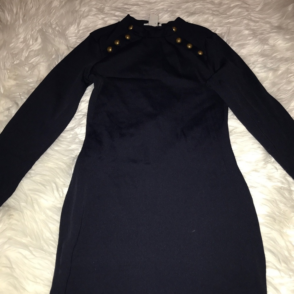 Navy blue long sleeve bodycon dress